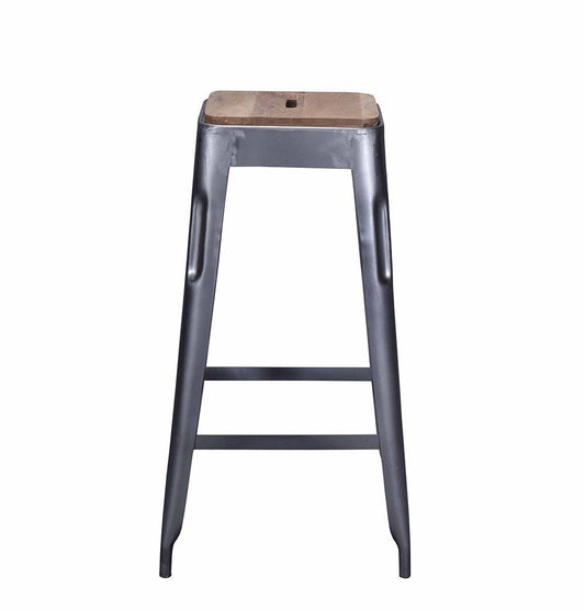 Metal Bar Stool with Wood Seat - Bastille Bar Stool Grey - Iron with Wooden Seat