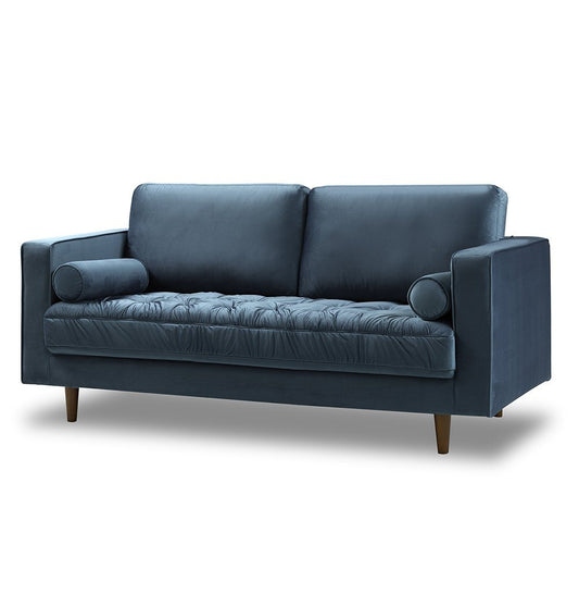 Bente Tufted Velvet Loveseat 2-Seater Sofa - Light Blue - GFURN