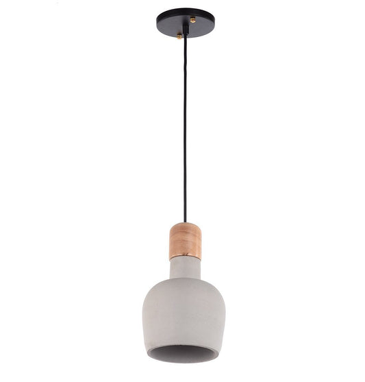 Cement Pendant Lamp with Wooden Natural Top - Ellery - GFURN