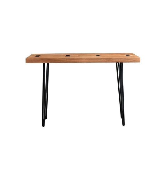 Solid Wood Console Table - Driftwood Solid Acacia Console Table with Hairpin Legs