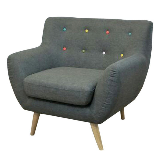 Ebba Armchair - Grey (with multicolor buttons) - GFURN