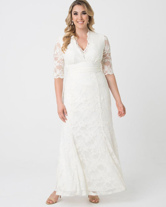 Kiyonna Womens Plus Size Amour Lace Wedding Gown