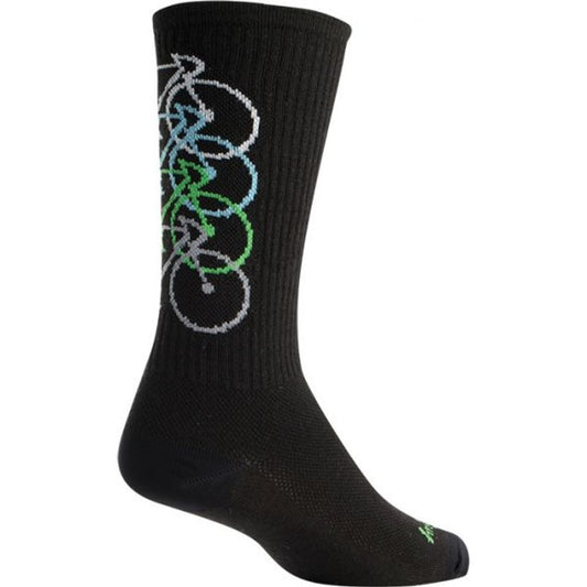 Stacked Bikes Cycling 6" Wool Socks