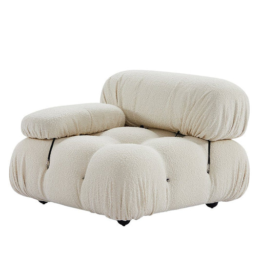Gioia 1-Seater Chair - Right Armrest - Cream/White Boucle - GFURN