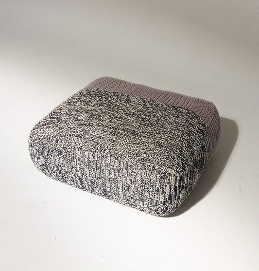 Handmade Knitted Floor Cushion | Mottled Grey & Ashes Of Roses - GFURN