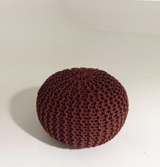 Handmade Round Knitted Pouf | Marsala | 50x35cm - GFURN