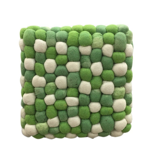 Green Pouf - Handmade Wool Pebble Pouf - Green