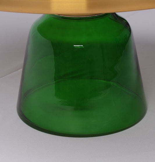 Round Glass Coffee Table - Karin Coffee Table - Gold & Green