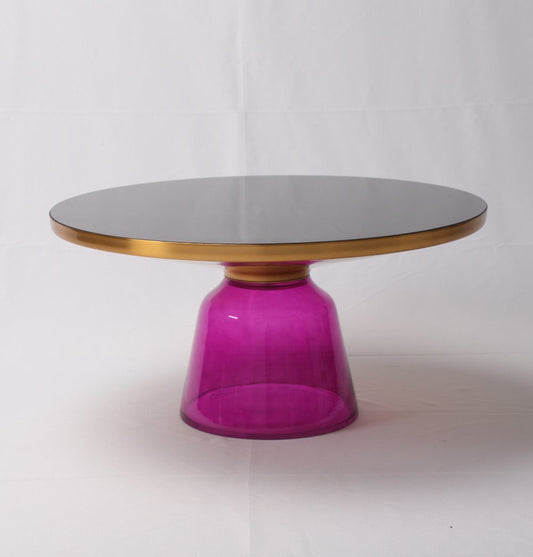 Round Glass Coffee Table - Karin Table Coffee Table - Gold & Purple