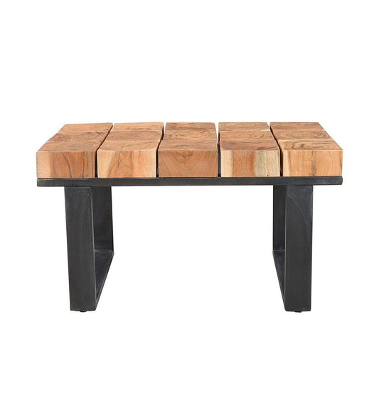 Solid Acacia Wood Coffee Table with Iron Legs - GFURN