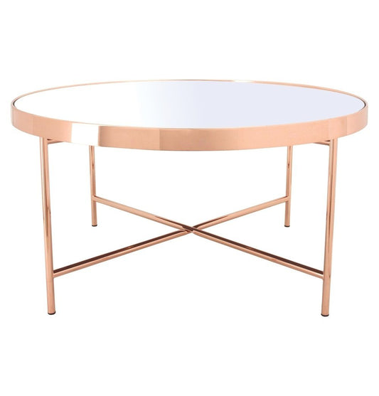 Mirror Coffee Table Round - Xander - Copper Coffee Table with Mirror Top - Big